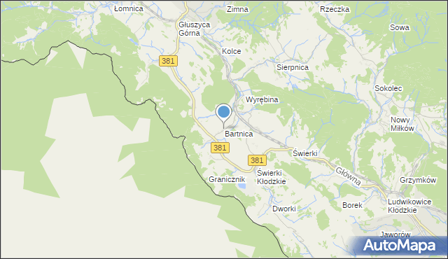 mapa Bartnica, Bartnica na mapie Targeo